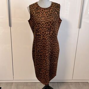 GUILLAUME Sleeveless Classic Leopard Print Fitted Tank Dress, Size S